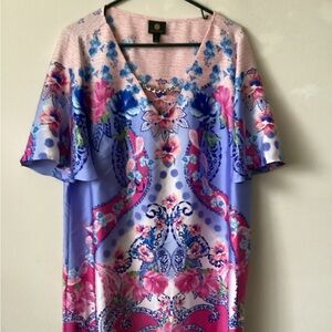 JM Collection Lavender Purple & Pink Floral Asymmetrical Dress